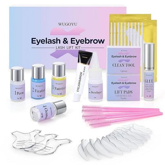 Lash Lift Kit, Black Eyebrow Lamination Kit, Professional Curling Eyelash Perm Kit, Voluminous Make Lash Lifted 4-6 Weeks DIY at Home Achieve Salon-Quality