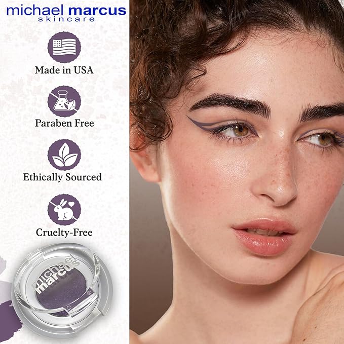 michael marcus Makeup Cake Eye Liner (Amethyst) - Water Activated Dry Pressed, Long-Lasting, Vibrant Color & Smudge Resistant Eyeliner - Cruelty & Paraben Free - For Beginner & Pro Makeup Artist
