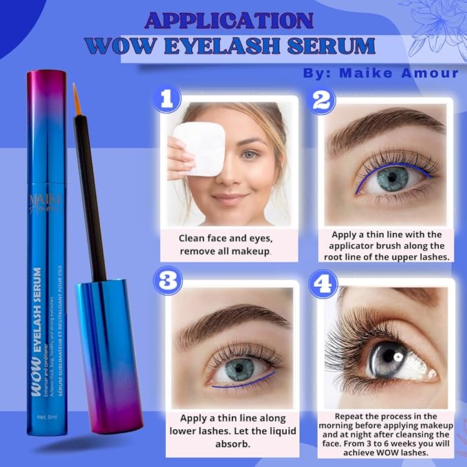 Premium Eyelash Growth Serum. Achieves thicker, longer, healthier and eyelashes and eyebrows. Eyelash enhancing serum for fuller lashes and brows. (8 mL)