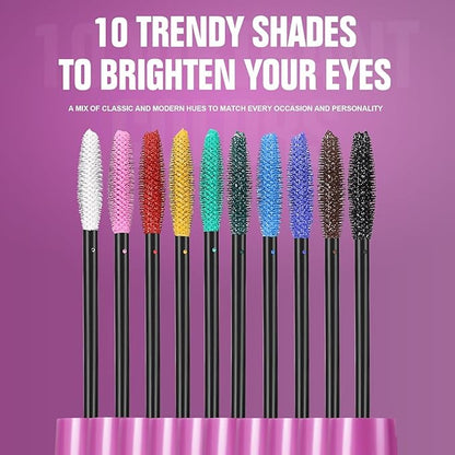 Colored Mascara, Waterproof Volume Lengthening Lashs Cream, 24 H Long Lasting No Flaking Smudge-Proof No Clumping for Making Color Thicker Curled Eyelash (02# Pink, 0.18 OZ)