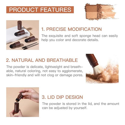 Eye-Brow Stamp Stencil Kit, Waterproof Brow Stamp Shaping Kit Eyebrow Definer, Eyebrow Filling Powder Stamp, Women Makeup Tools with 10 Reusable Eyebrow Stencils, 2 Eyebrow Brushes(Natural Brown)