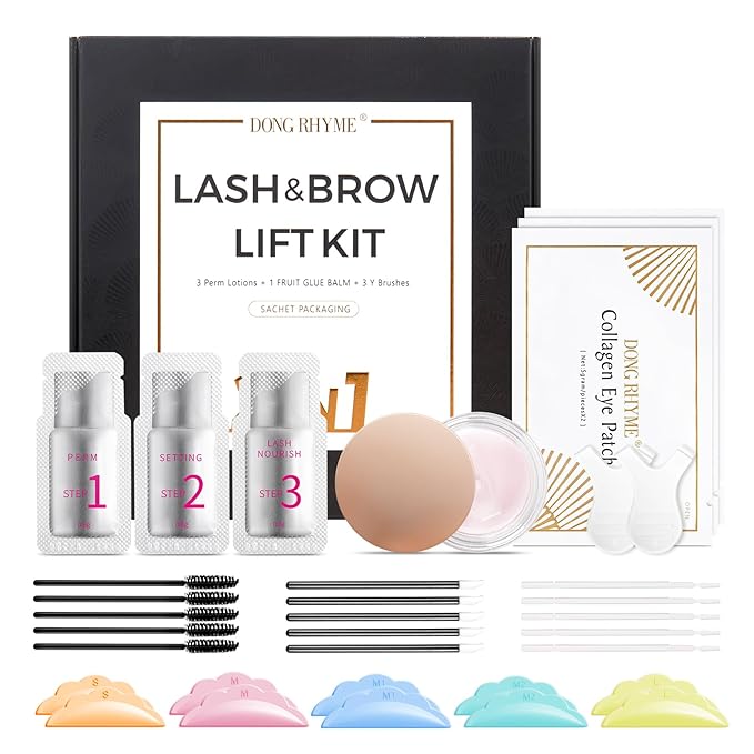Lash Lift Kit 2025 Upgraded - Professional Lash Perm Kit Sturdy Result, Small Disposable Packages Eyelash Lift Kit with Harmless Ingredients, Newbie Friendly Brow Lamination Kit by DONG RHYME