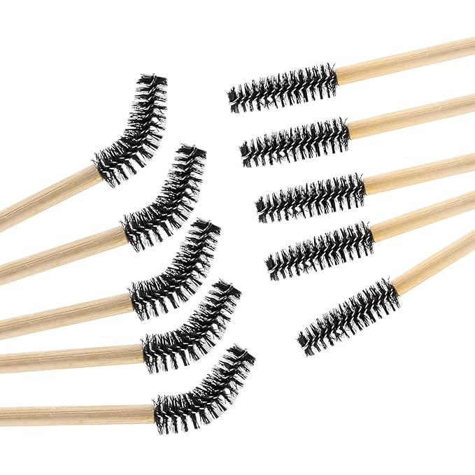 Tbestmax 300 Disposable Mascara Wands Eyelash Brush Spoolies for Eye Lash Extension Eyebrow Bamboo Stick Black