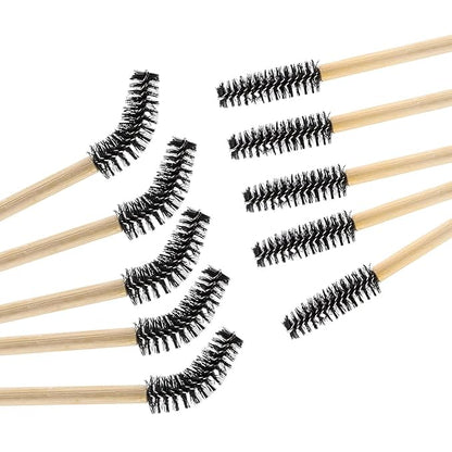 Tbestmax 300 Disposable Mascara Wands Eyelash Brush Spoolies for Eye Lash Extension Eyebrow Bamboo Stick Black