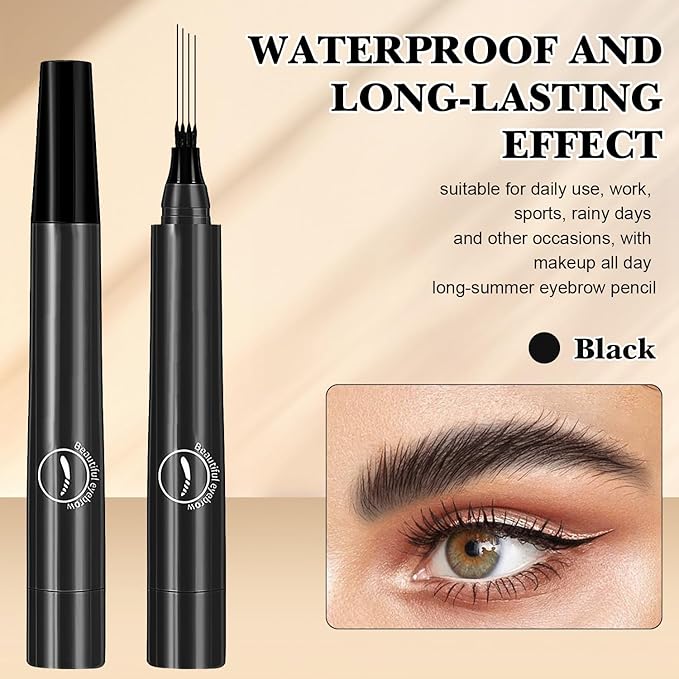 Magic Eyebrow Pencil,2024 New 3D Waterproof Microblading Eyebrow Pencil Contouring Pen,4 Tipped Precise Brow Pen,Fine Stroke Microblading Eyebrow Pencil Natural Makeup Effec((5 Color)