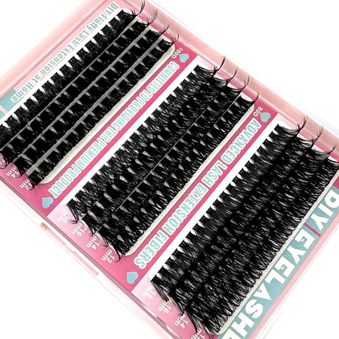 HBZGTLAD Fluffy Cluster Lashes 40D60D80D100D120D Natural Thick Eyelash Clusters D Curl Individual Lashes DIY Eyelashes Extension (216pcs 60D+80D+100D)