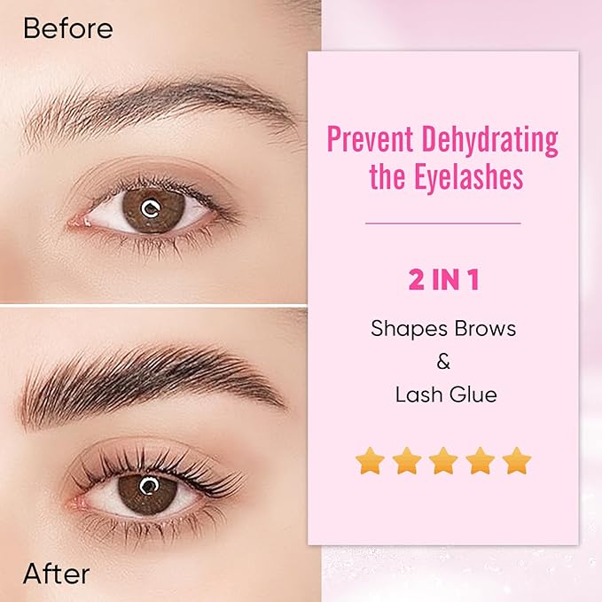 PERMANIA Lash Glue Balm, Eyelash Lifting Adhesives Strong Hold and Perfectly Shaped Eyebrows for Brow Lamination Kit, Lash Lift Balm Bright Colors & Fruity Flavours Fast Drying & Waterproof (Pink)
