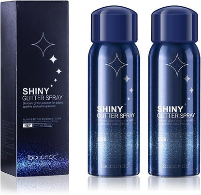 2pcs Waterproof Glitter Spray - Shimmer Glitter Hair & Body Spray - Long-Lasting Highlight Powder for Women, Girls - Face, Skin, Hair, Clothing, Nail Art & Craft