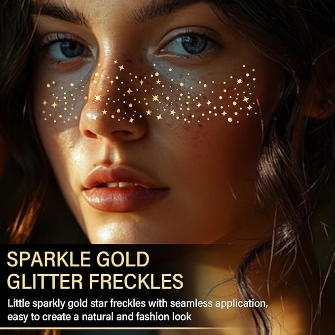 20 Pcs Silver Face Makeup Patches, Glitter Freckles Face Tattoo, Sparkle Makeup Patches, Glitter Freckles,Waterproof Face Glitter Speckles Patches for Women (Silver)