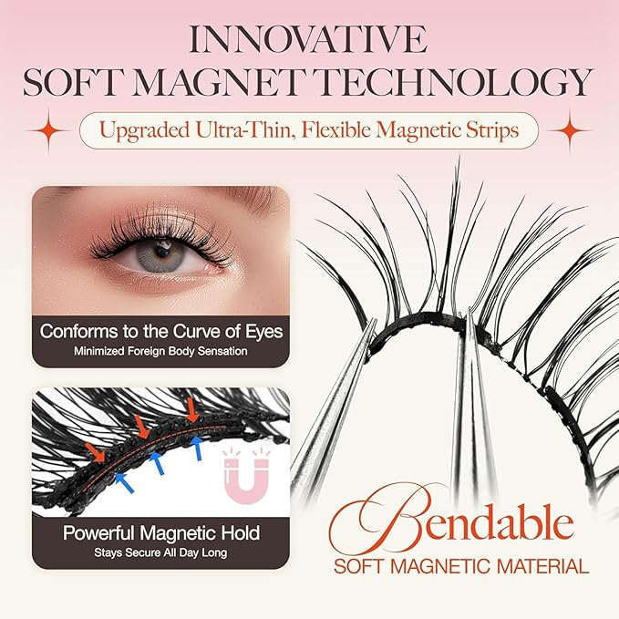 Giani Magnetic Lashes,Magnetic Eyelashes with applicator Natural Look,Reusable No Glue Needed Soft Eyelashes Kit,Lightweight & Waterproof, 3D Soft Flex,Easy to Apply,for All-Day Wear (Photogenic)