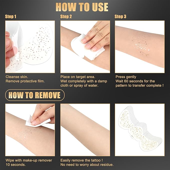 Glitter Freckles Face Tattoo, Sparkle Face Makeup Patches, Gold and Silver Freckles Face Makeup Patches, Waterproof Temporary Face Tattoos, Face Glitter Speckles Patches, 8 Sheets