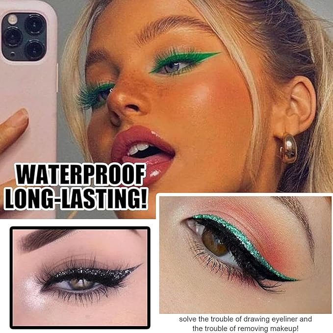 4 Pairs Black 2 IN 1 Fake Eyelashes Eyeliner Stickers, Reusable Adhesive Eyelash Stickers, Winged Quick Easy Application