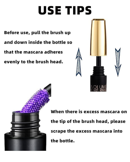 2PCS Blue Purple Waterproof Mascara for Eyelashes, 5D Silk Fiber Liquid Lash Extensions Colored Mascara with Eyelash Comb Brush, Long Lasting Volumizing and Length,Christmas Eye Makeup Gift for Women