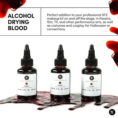 Alcohol Drying Blood, Ultra-Realistic Fake Liquid Blood, SFX Makeup for the Stage, Film, Halloween, and Cosplay - Scab 16.9 fl oz (500ml)