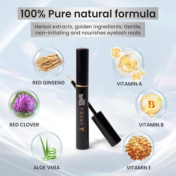 Abera Misan Eyelash Growth Serum (Upgrade Version) - Natural Lash Booster and Lash Enhancer, Regenerating and Nourishing Lashes Longer and Thicker (3. Set of 3 with Gift)