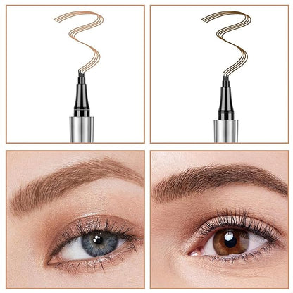Magic Eyebrow Pencil 4 Tipped Precise Brow Pen Upgraded 3D Waterproof Microblading Contouring Pen Natural Fine Stroke Microblading Eyebrow Pencil (Dark Brown)