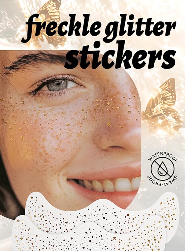 6Pcs Face Makeup Patches, Glitter Freckles Face Tattoo, Beauty Face Makeup Cute Glitter Makeup Accessories for Women - Cosmetic Glitter for Face