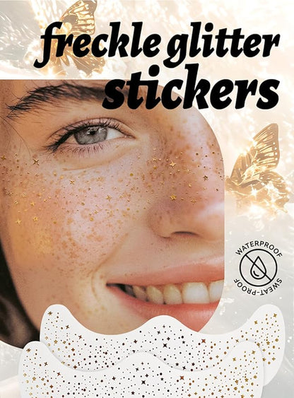 6Pcs Face Makeup Patches, Glitter Freckles Face Tattoo, Beauty Face Makeup Cute Glitter Makeup Accessories for Women - Cosmetic Glitter for Face