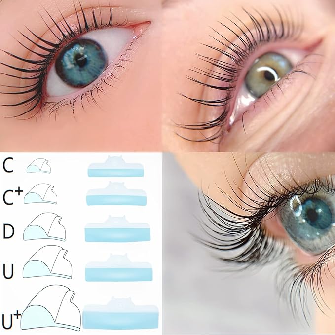 Lash Lift Pad, Eyelash Perming Rod, Soft Lash Lamination Curler Shield Mega L curl, 5 Size Pads Fit All Eyes and Lashes, Give Eyelashes Super Curl Never Pops Off Eyes -100 Applications