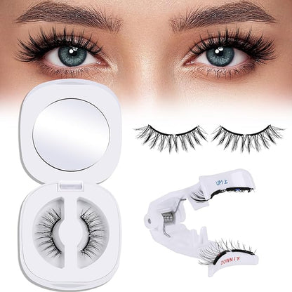 QUEWEL Soft Magnetic Eyelashes, Reusable No Glue Needed Magnetic Eyelashes Kit with Applicator Lash Clusters Kit without Eyeliner Easy to Wear and Remove (G-RC01)