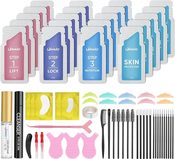 Libeauty Eyelash Lift Kit and Brow Lamination Kit 2 in 1, Lash Perm Lotion Sachet Disposable Quick Curling Perming Use at Home or Salon Lash Lifting System - Updated Version