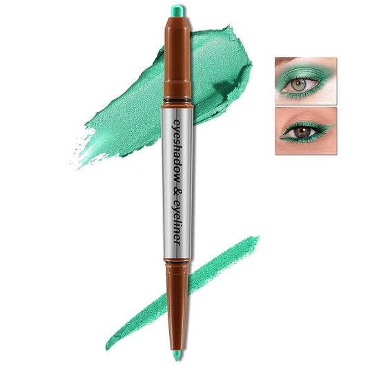Glitter Eyeshadow Stick, Dual-Ended Eyeshadow Pencil Eyeliner, Eyeshadow Powder and Smooth Eye Liner, Waterproof Makeup Crayon, Long Lasting Eye Brightening Stick