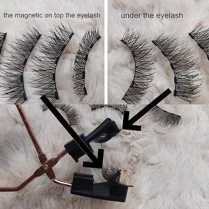 Magnetic Eyelashes Without Eyeliner, Reusable Magnetic Eyelash Kit Dual Magnetic Eyelashes Dual Magnetic Lashes, Magnetic Eyelashes Natural Look Natural and Bushy (16pcs-4pairs）, 16Pieces