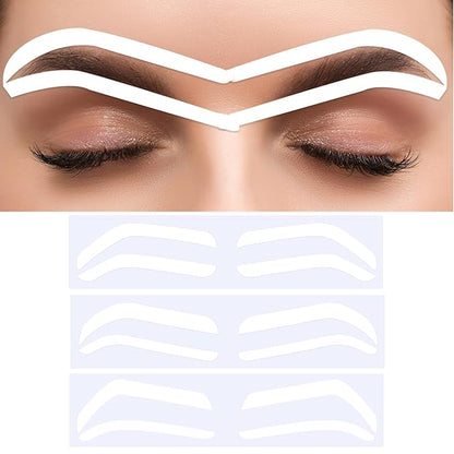 24Pairs Eye Brow Stencils for Women, Adhesive Eyebrow Stencil Stickers Disposable, Eyebrow Shaping Tape Strips, Airbrush Eyebrow Stencils Mapping Guides Brow Template for Older Women Tinting - 3Shapes
