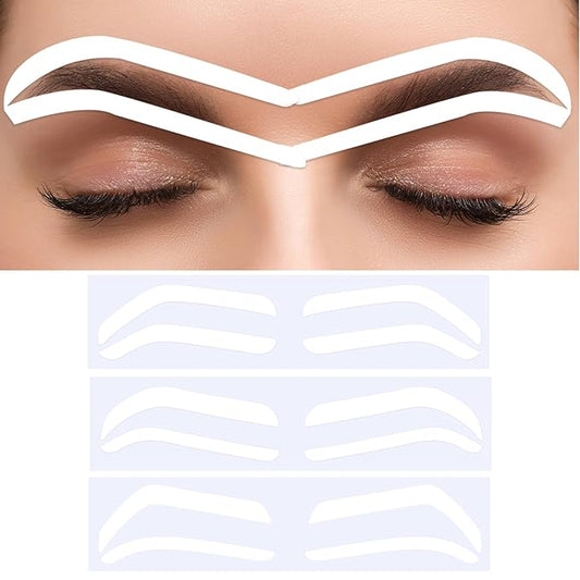 24Pairs Eye Brow Stencils for Women, Adhesive Eyebrow Stencil Stickers Disposable, Eyebrow Shaping Tape Strips, Airbrush Eyebrow Stencils Mapping Guides Brow Template for Older Women Tinting - 3Shapes