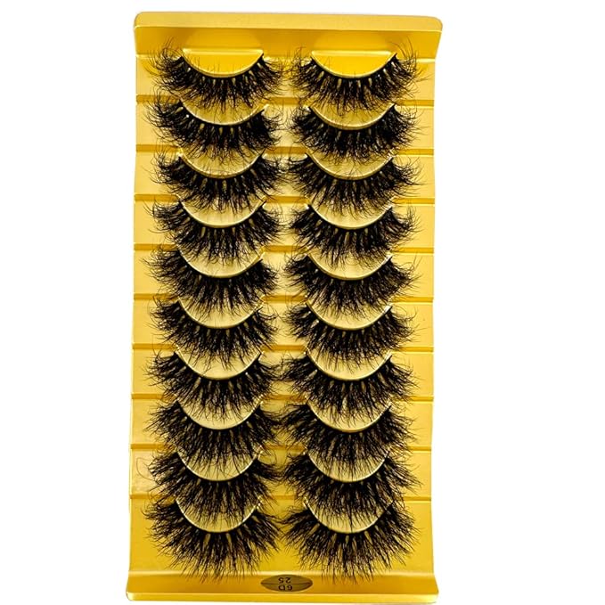 HBZGTLAD Soft Mink Eyelashes 3D Curl Winged End Eye Elongated Fake Lashes Thick Handmade Natural False Eyelash Messy Cross Lash Wholesale (6D25)