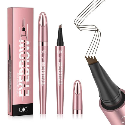 QIC 3D Waterproof Microblading Eyebrow Tattoo Pencil 4 Fork Tip,Microblading Eyebrow Pen Magic Eyebrow Pencil Microblade Eyebrow Pencil with Micro-Fork Tip (Dark Brown)