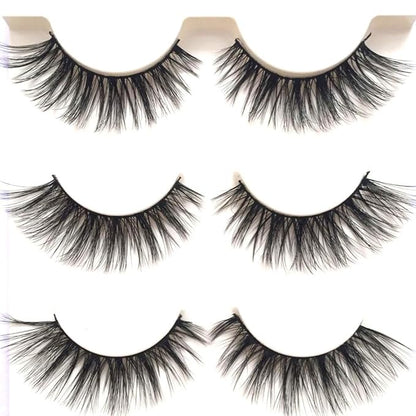 Imported Korea Fiber Faux Mink False Eye lashes Handmade Reusable Long Cross Volume Dramatic Lashes Natural Look Makeup Thick Black Fake EyeLashes
