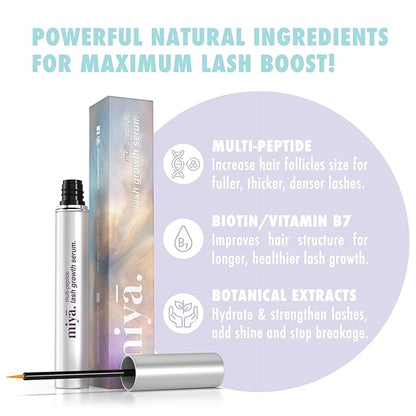 | Eyelash Growth Serum | Natural Lash Enhancer for Longer, Thicker Healthier Lashes | Gentle Effective Lash Growth Serum | Oil Free Lash Booster 3ml
