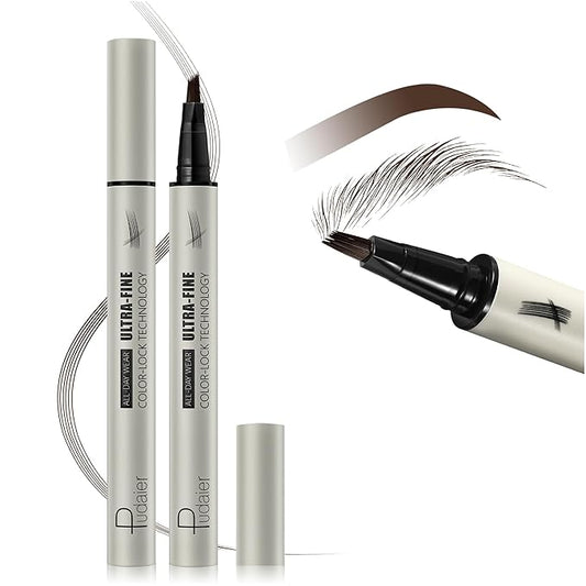 Microblading Eyebrow Pencil, Liquid Magical Multi-Tip Eyebrow Pencils for Women, Waterproof Eyebrow Pen for Natural Brow, Deep Brown
