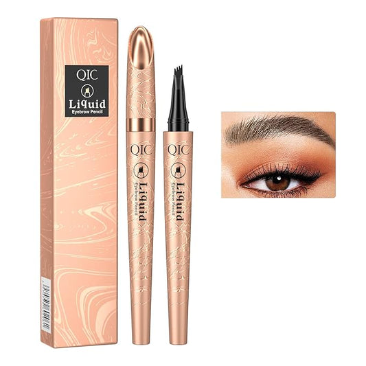 Eyebrow Pencil, Microblading Eyebrow with 4-Fork Tip Magic Brow Tattoo Pencil for Women, Waterproof, Long Lasting Eyebrow Makeup (Dark coffee)