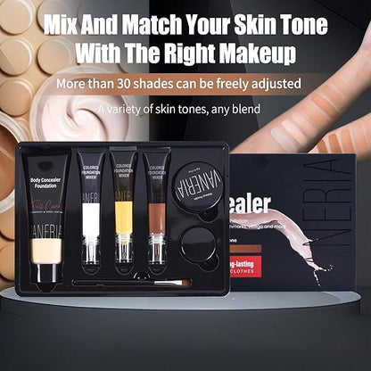 VANERIA Body Concealer, Tattoo Cover Up, Tattoo Cover Up Makeup Waterproof, Suitable For Scars, Birthmarks, Vitiligo and All Kinds Of Skin Tone, 3 Colors, 283g