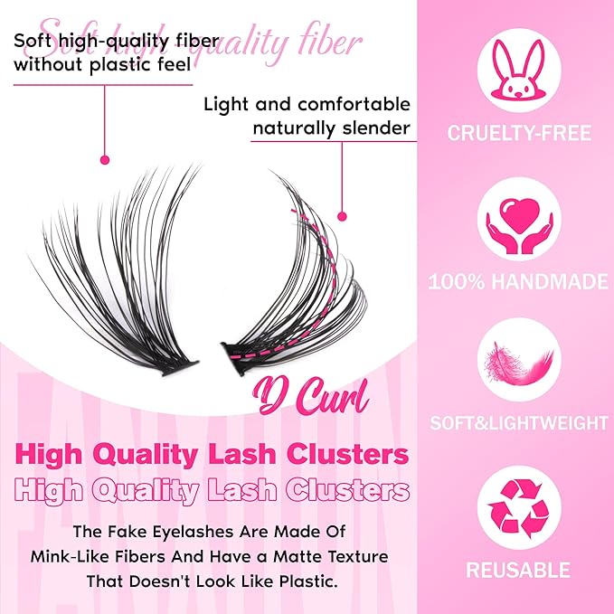 FANXITON DIY Lash Extension Kit 30D D Individual Lashes Lash Clusters Kit Cluster Lashes Lash Bond and Seal and Lash Tweezers for Lash Clusters Kit DIY at Home