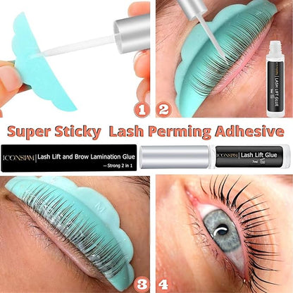 Eyelash Perm Eyebrow Lamination 2 in 1 Kit Easy DIY at Home 5 Minutes Curl Lift Long-Lasting a Month Professional Tool Make Lash and Brow More Volume 6 Weeks (2 1-Lash kit), Black