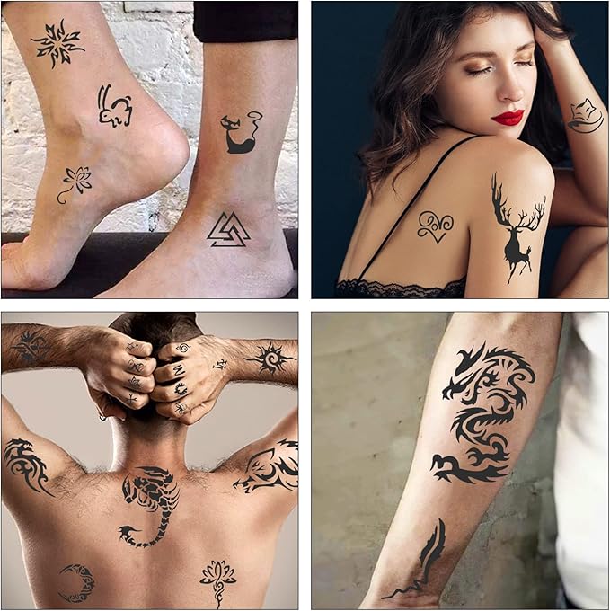 24 Sheets Tattoo Stencils for Kids Teens Adults, Henna Tattoo Stencil Kit, 400pcs Tattoos Design, Tattoo Stencil for Real Tattoos, Airbrush Tattoo Stencils, Henna Stencil for Face Hand Finger