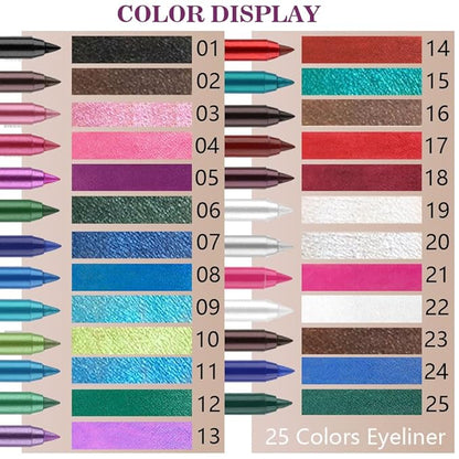 evpct 3Pcs Shimmer Emerald Green & Shimmer Royal Blue & Violet Gel Glitter Eyeliner Pencils Set for Women Waterproof Smudge Proof lapiz de ojos delineador de ojos contra el agua Eye Liner Makeup
