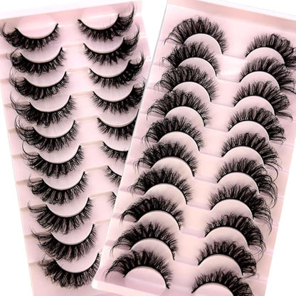 HBZGTLAD Soft Mink Eyelashes 3D Curl Winged End Eye Elongated Fake Lashes Thick Handmade Natural False Eyelash Messy Cross Lash Wholesale (AD-18)