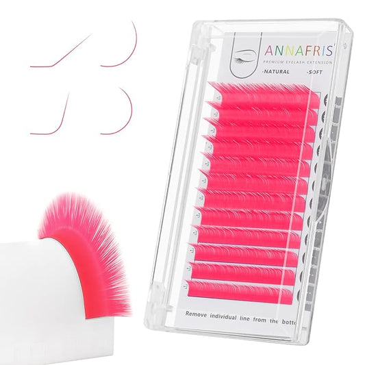 Colored Eyelash Extension Classic Pink 0.07 D Curl 8-15mm Mixed Volume Lash Extension Individual False Eye Lashes With Color By ANNAFRIS (Classic Pink,0.07 D 8-15mm Mix)