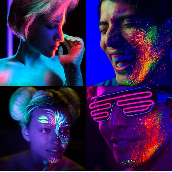 Maydear 10 Colors UV Face Body Paint Set, Fluorescent Glow Blacklight Neon Liquid Face Paint - Perfect for Halloween, Carnivals, and Parties - 0.7 FL OZ. Each