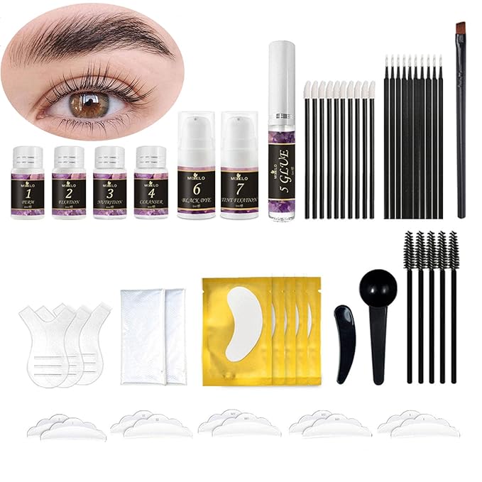 Lash Lift Kit & Brow Lamination Kit, 2 in 1 Eyelash Perm Kit & Eyebrow Lamination Kit, Semi-Permanent DIY Perm Kit for Lashes Brows for Home DIY Salon, Quick Lifting & Voluminous Coloring#1