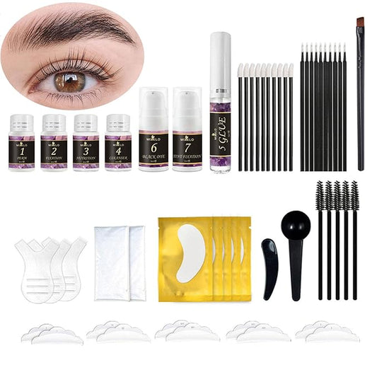 Lash Lift Kit & Brow Lamination Kit, 2 in 1 Eyelash Perm Kit & Eyebrow Lamination Kit, Semi-Permanent DIY Perm Kit for Lashes Brows for Home DIY Salon, Quick Lifting & Voluminous Coloring#1
