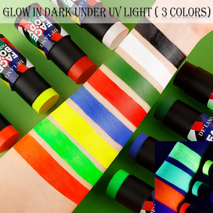 Red Face Body Paint Stick for Clown Zombie Halloween Makeup, DE’LANCI Cream Blendable Face Painting Sticks, SFX Special Effects Joker Santa Claus Costume Party Pigmented Body Painting