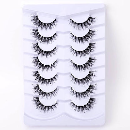 Cat Eye Natural Lashes Wispy False Eyelashes Short Fluffy Fake Lashes - 7 Pairs, ZG74