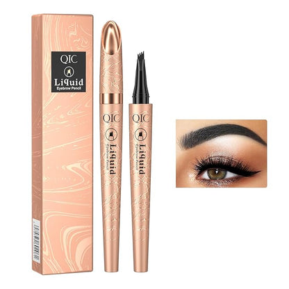 Eyebrow Pencil, Microblading Eyebrow with 4-Fork Tip Magic Brow Tattoo Pencil for Women, Waterproof, Long Lasting Eyebrow Makeup (Black)