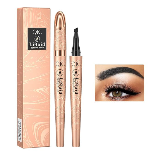 Eyebrow Pencil, Microblading Eyebrow with 4-Fork Tip Magic Brow Tattoo Pencil for Women, Waterproof, Long Lasting Eyebrow Makeup (Black)