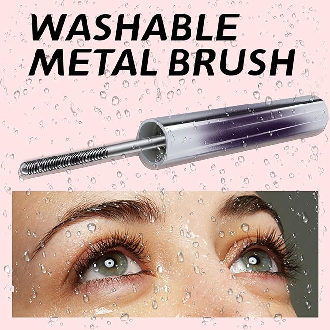 2PCS Iron Wand Mascara, 2025 New Black Washable Metal WandMascara, 3D Curling Iron Wand Fiber Lash Mascara Extension Super Volume Eyelash Non-Clumping Smudge-Proof Long Lasting Flake-Proof